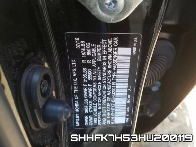 SHHFK7H53HU200119 фото 2