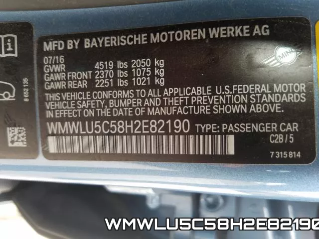 WMWLU5C58H2E82190 фото 2