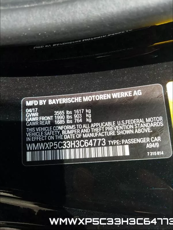 WMWXP5C33H3C64773 фото 2
