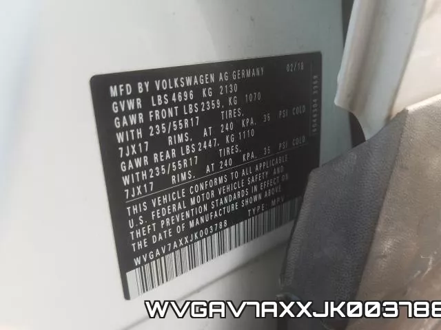 WVGAV7AXXJK003788 фото 2