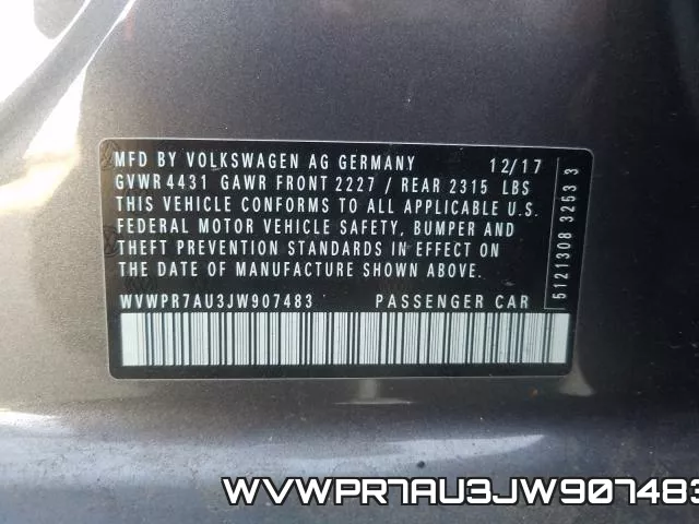 WVWPR7AU3JW907483 фото 2