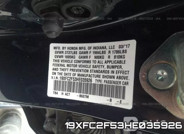 19XFC2F53HE035926 фото 10