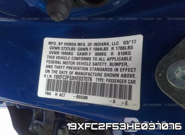 19XFC2F53HE037076 фото 9