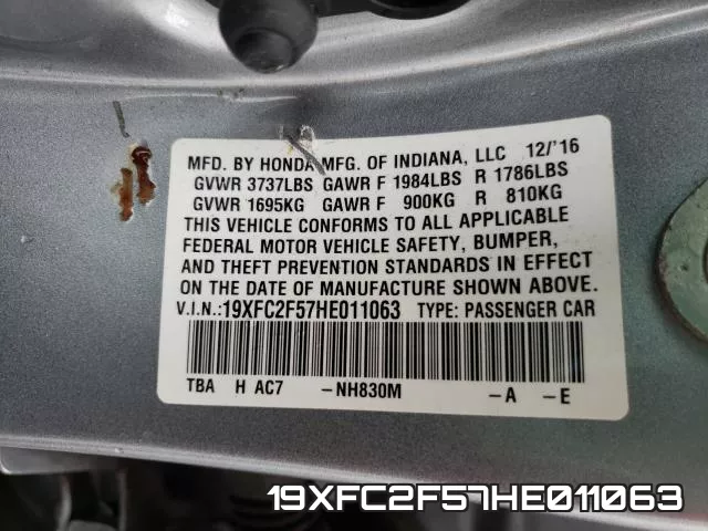 19XFC2F57HE011063 фото 2