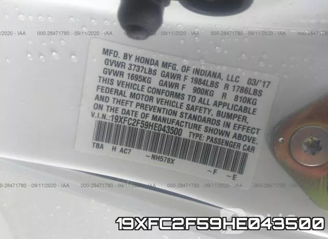 19XFC2F59HE043500 фото 10