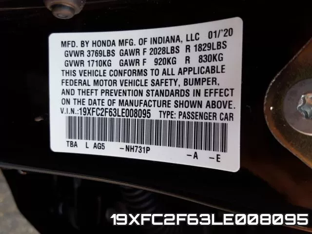 19XFC2F63LE008095 фото 2