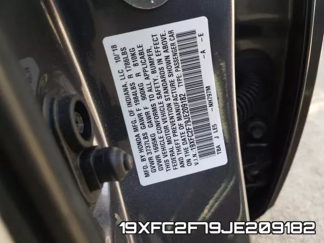 19XFC2F79JE209182 фото 2