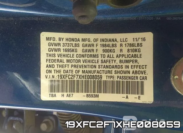 19XFC2F7XHE008059 фото 10