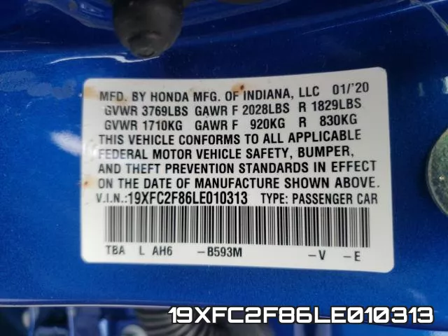 19XFC2F86LE010313 фото 2
