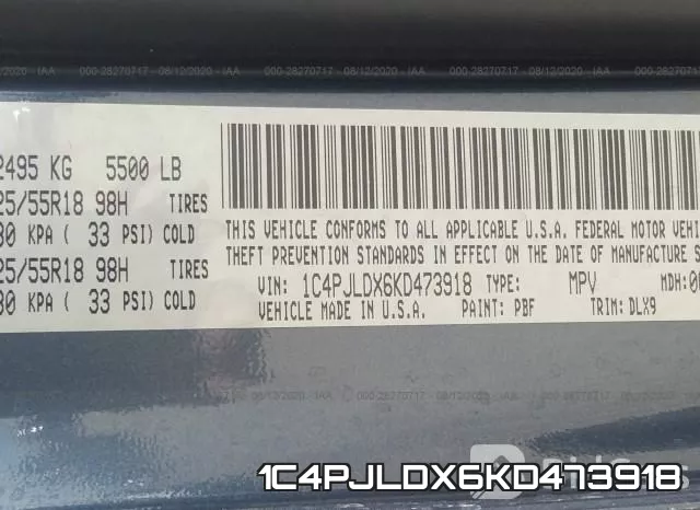 1C4PJLDX6KD473918 фото 9