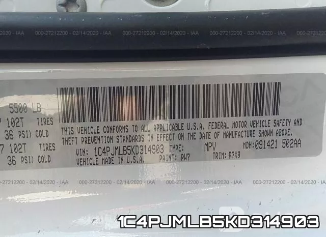 1C4PJMLB5KD314903 фото 10