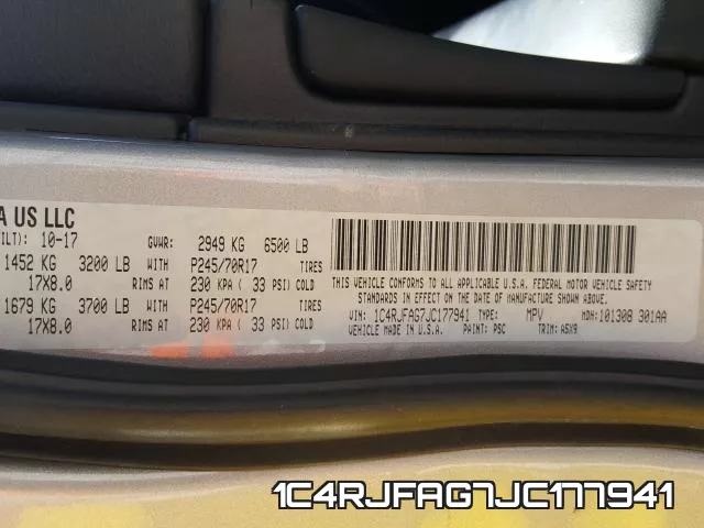 1C4RJFAG7JC177941 фото 2