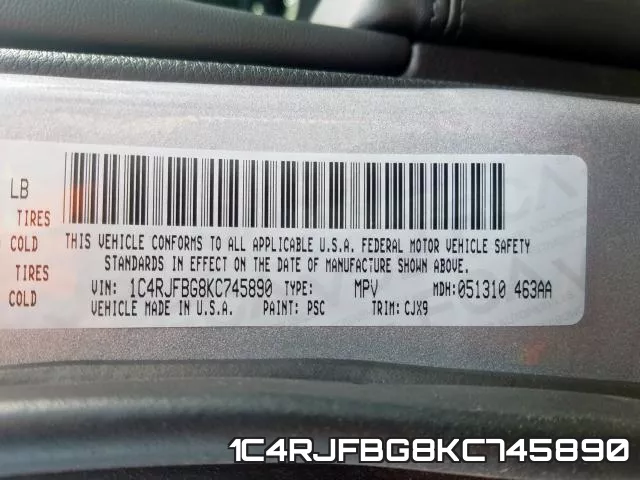 1C4RJFBG8KC745890 фото 2