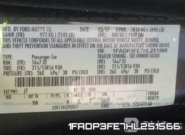 1FADP3FE7HL251566 фото 10