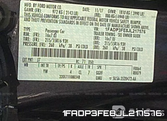 1FADP3FE8JL217576 фото 10