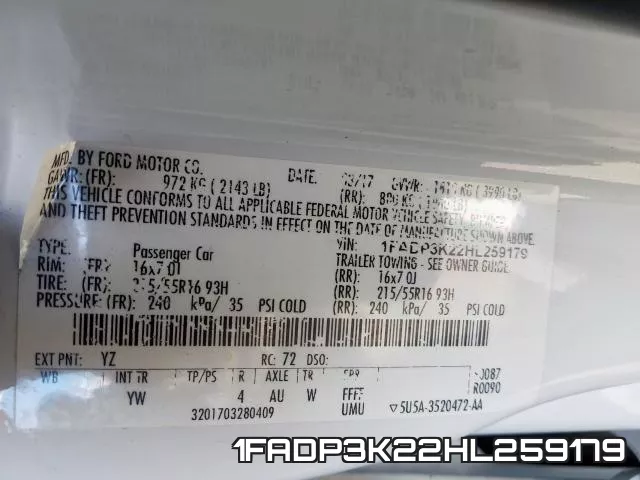 1FADP3K22HL259179 фото 2