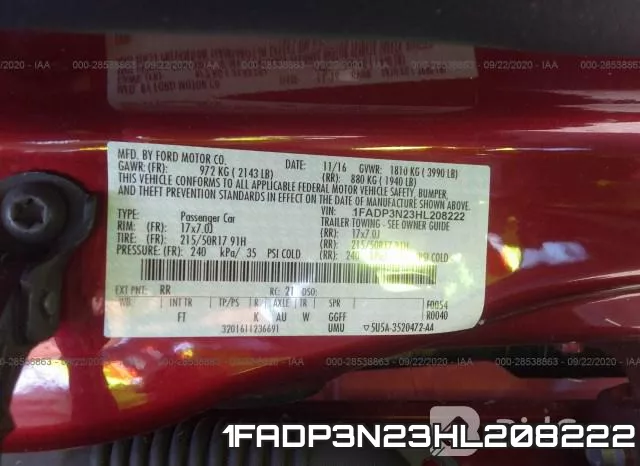 1FADP3N23HL208222 фото 10