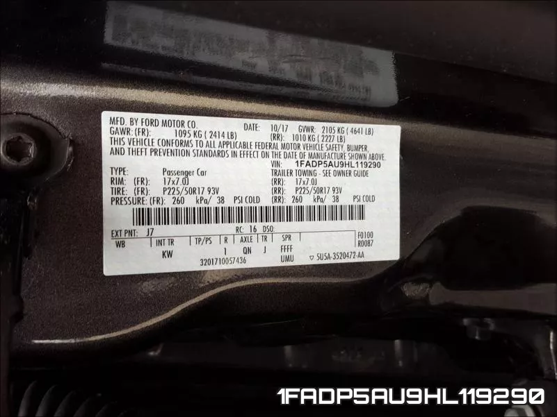 1FADP5AU9HL119290 фото 2