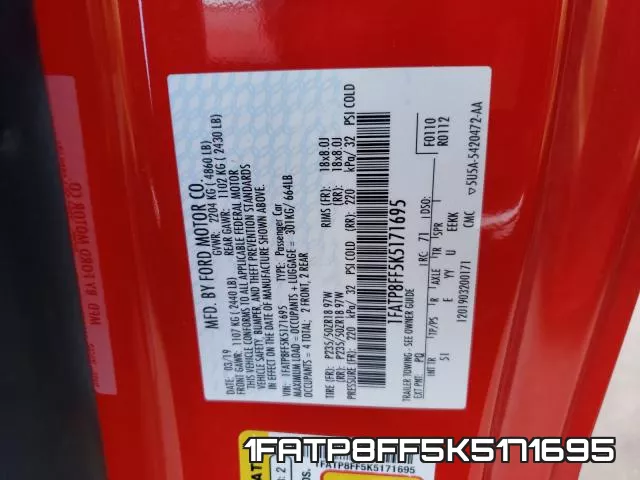 1FATP8FF5K5171695 фото 2