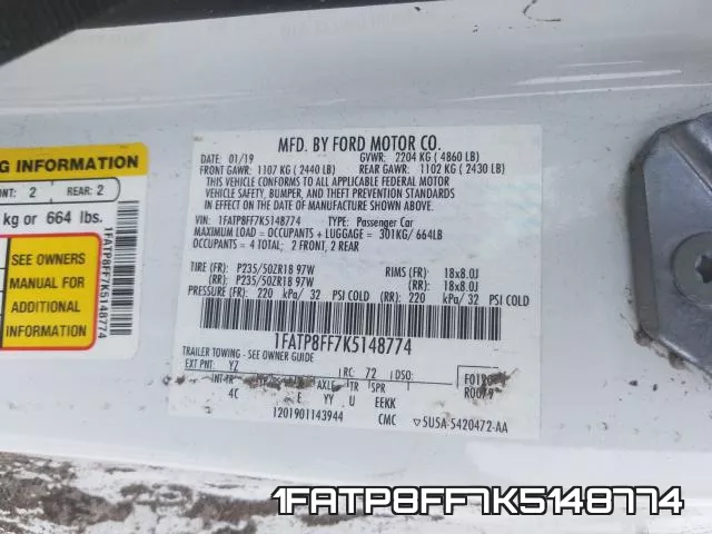 1FATP8FF7K5148774 фото 2