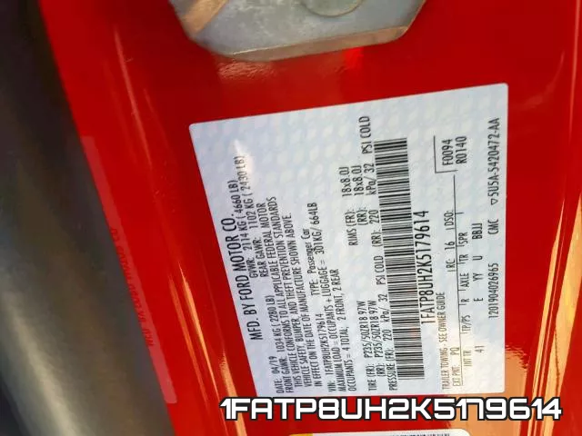 1FATP8UH2K5179614 фото 2