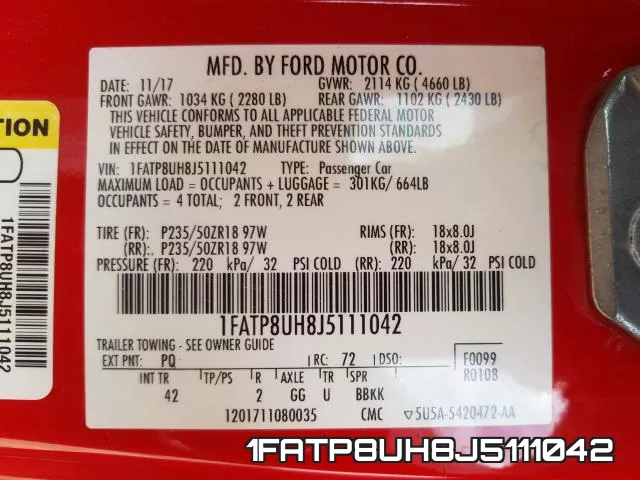 1FATP8UH8J5111042 фото 2