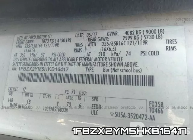 1FBZX2YM5HKB16417 фото 10