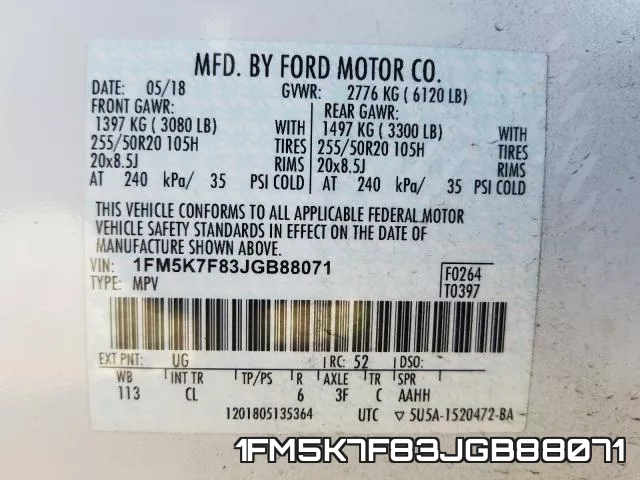 1FM5K7F83JGB88071 фото 2