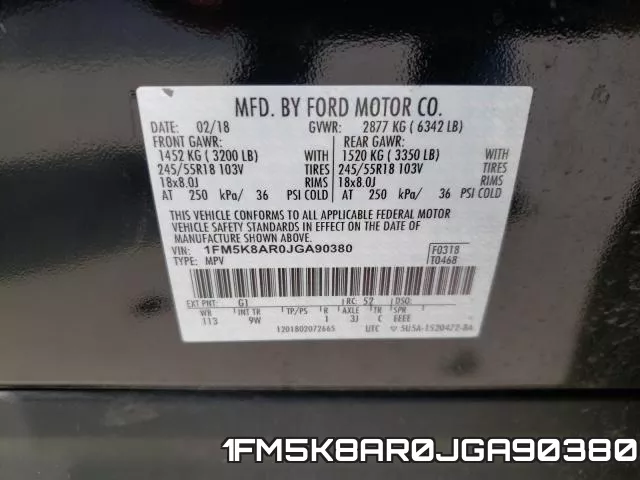 1FM5K8AR0JGA90380 фото 2