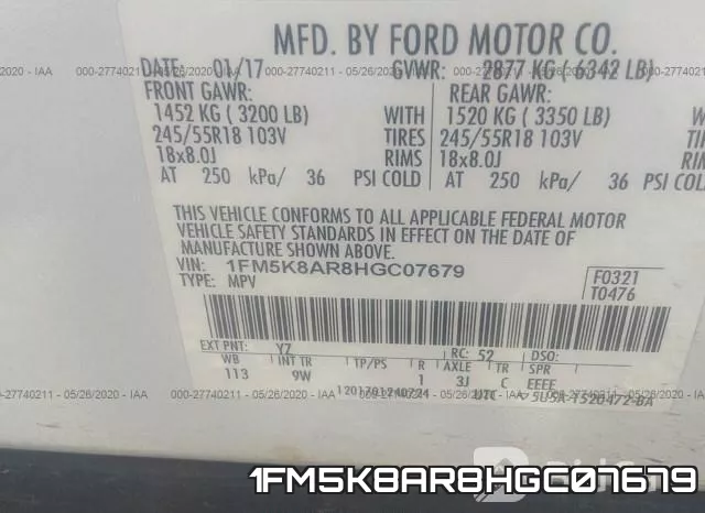 1FM5K8AR8HGC07679 фото 10