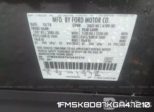 1FM5K8D87KGA47210 фото 10