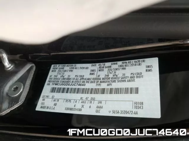 1FMCU0GD0JUC74640 фото 2