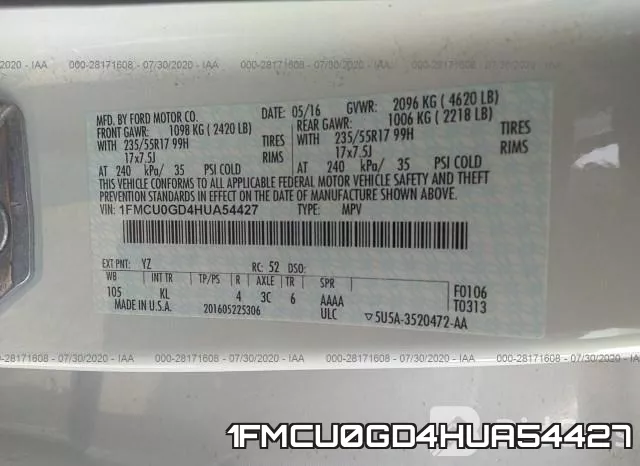 1FMCU0GD4HUA54427 фото 10