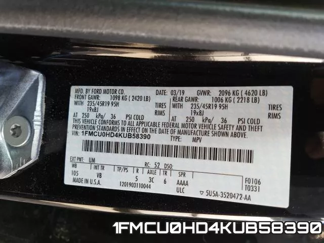 1FMCU0HD4KUB58390 фото 2