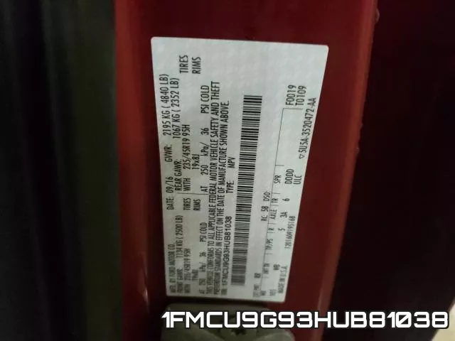 1FMCU9G93HUB81038 фото 2