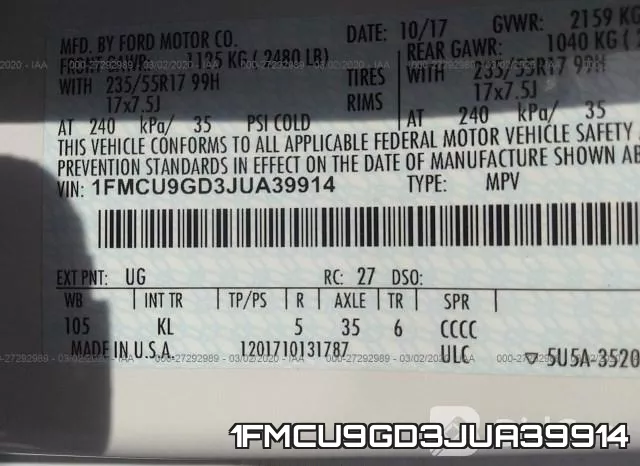 1FMCU9GD3JUA39914 фото 10