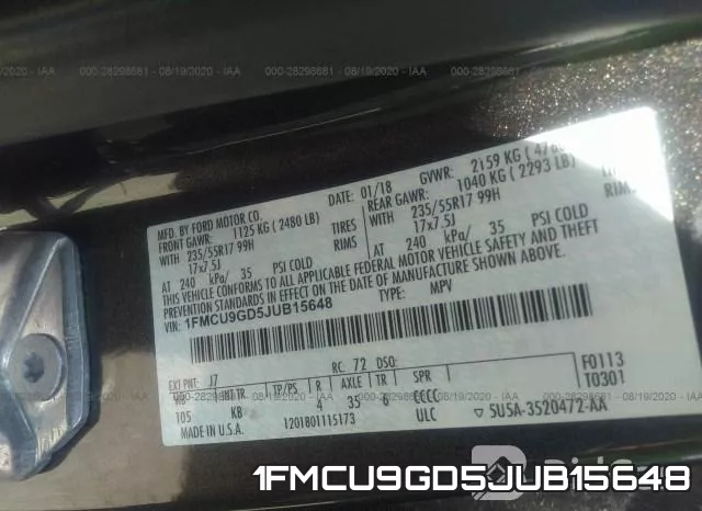 1FMCU9GD5JUB15648 фото 10