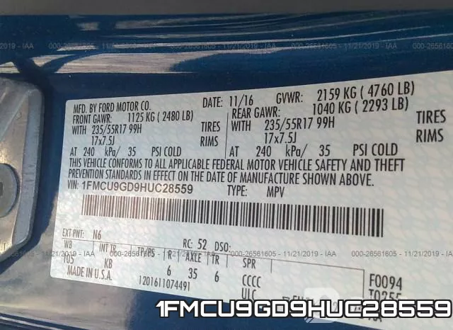 1FMCU9GD9HUC28559 фото 10