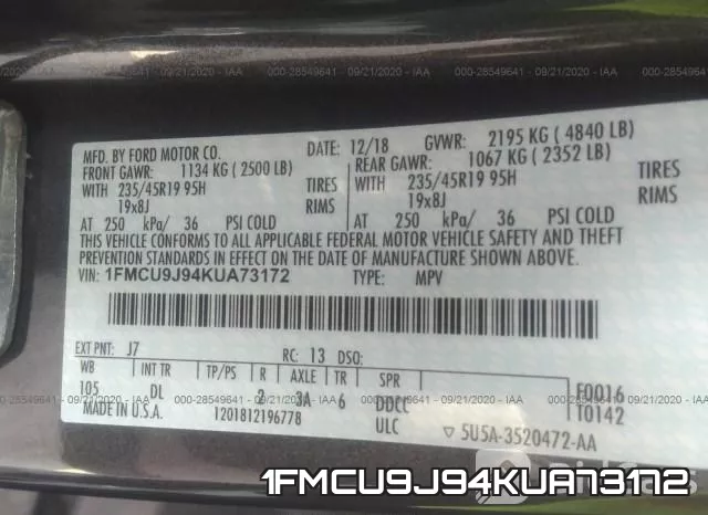 1FMCU9J94KUA73172 фото 10