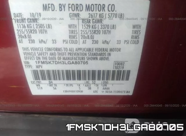 1FMSK7DH3LGA80705 фото 10