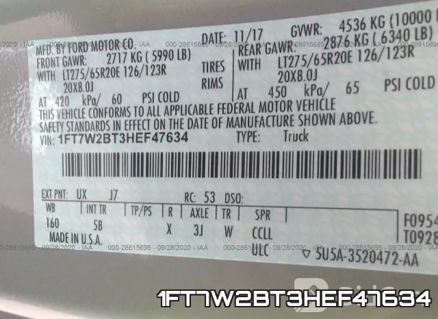 1FT7W2BT3HEF47634 фото 10
