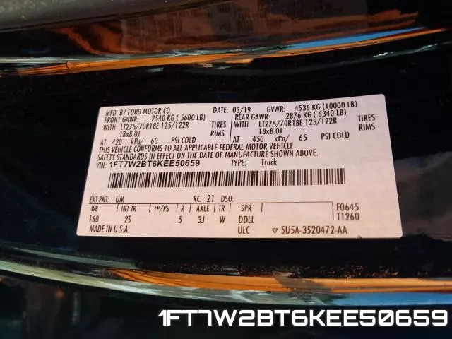 1FT7W2BT6KEE50659 фото 2