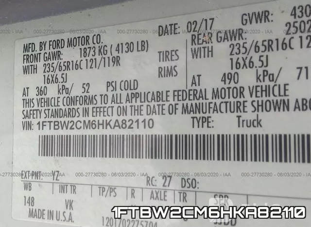 1FTBW2CM6HKA82110 фото 10