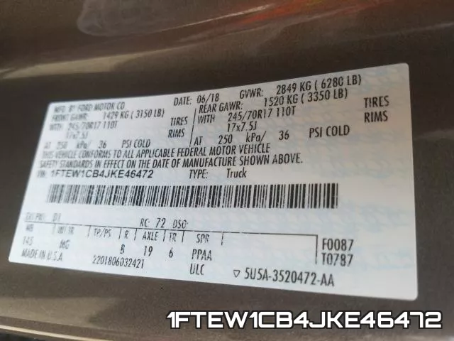 1FTEW1CB4JKE46472 фото 2