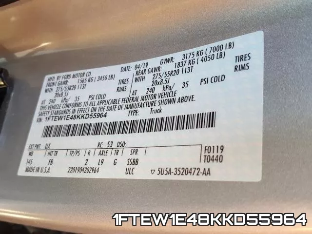 1FTEW1E48KKD55964 фото 2