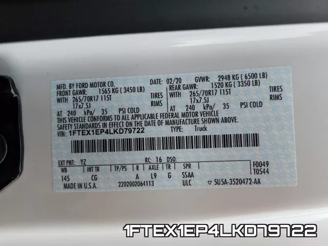 1FTEX1EP4LKD79722 фото 2