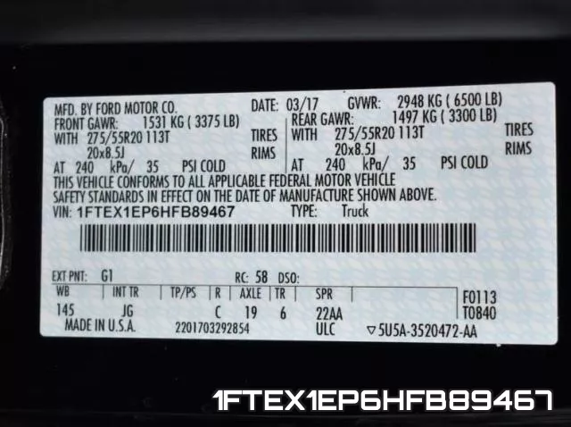 1FTEX1EP6HFB89467 фото 2