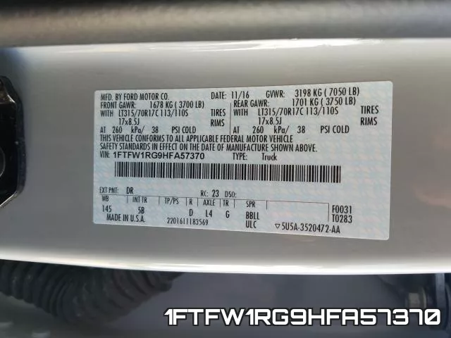 1FTFW1RG9HFA57370 фото 2