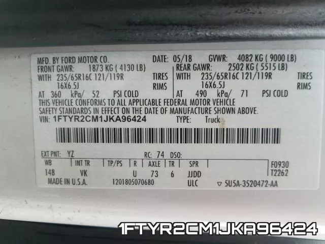 1FTYR2CM1JKA96424 фото 2