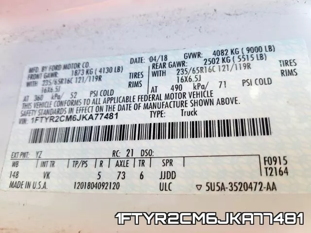 1FTYR2CM6JKA77481 фото 2